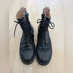 Women/Teen Black Lace-Up Ankle Booties Size 40